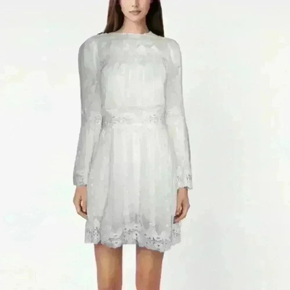 Strut & Bolt White Lace Long Sleeve Bell Sleeves Dress Size M